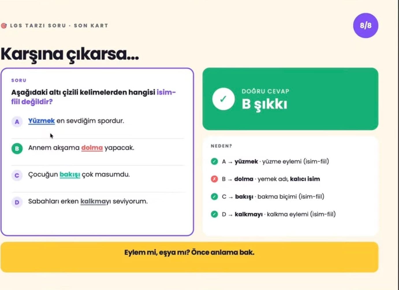 Ders kartı 8/8 — test