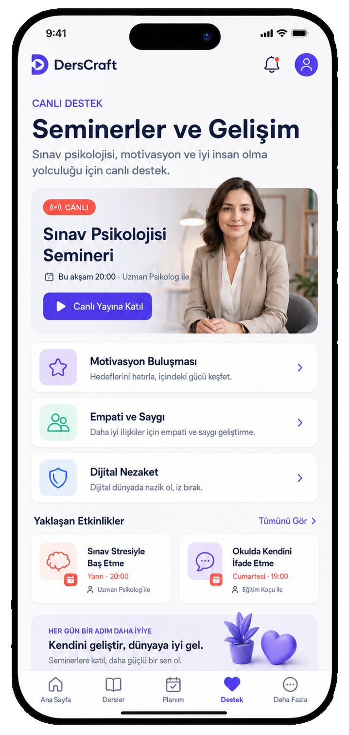 Seminerler ve Gelişim — canlı sınav psikolojisi seminerleri