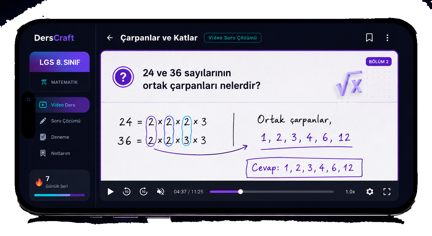 DersCraft soru çözüm videosu — tahta üzerinde adım adım anlatım